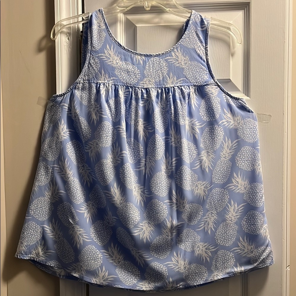 Crown & Ivy Blue and White Relaxed Tank Top
